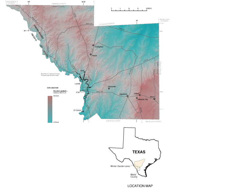 Figure 1. Map showing location of the city of Laredo and smaller cities in Webb County.